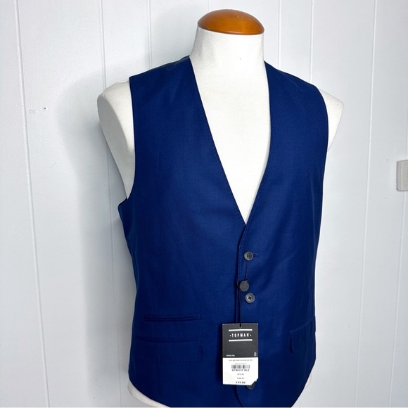 NWT Topman Navy Blue Vest Waistcoat - Picture 1 of 11